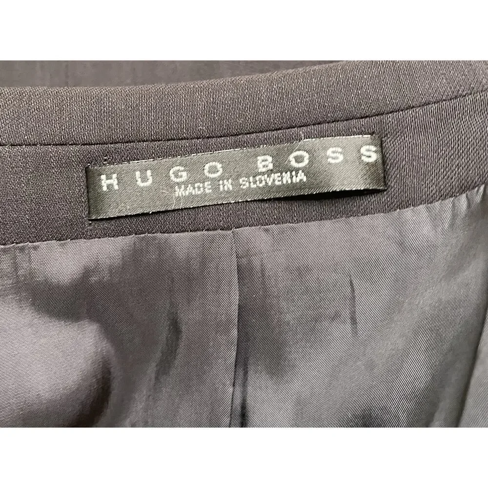 Hugo Boss Pant Suit Mens 38R Black Wool Jacket Pants Einstein Fit Lightweight